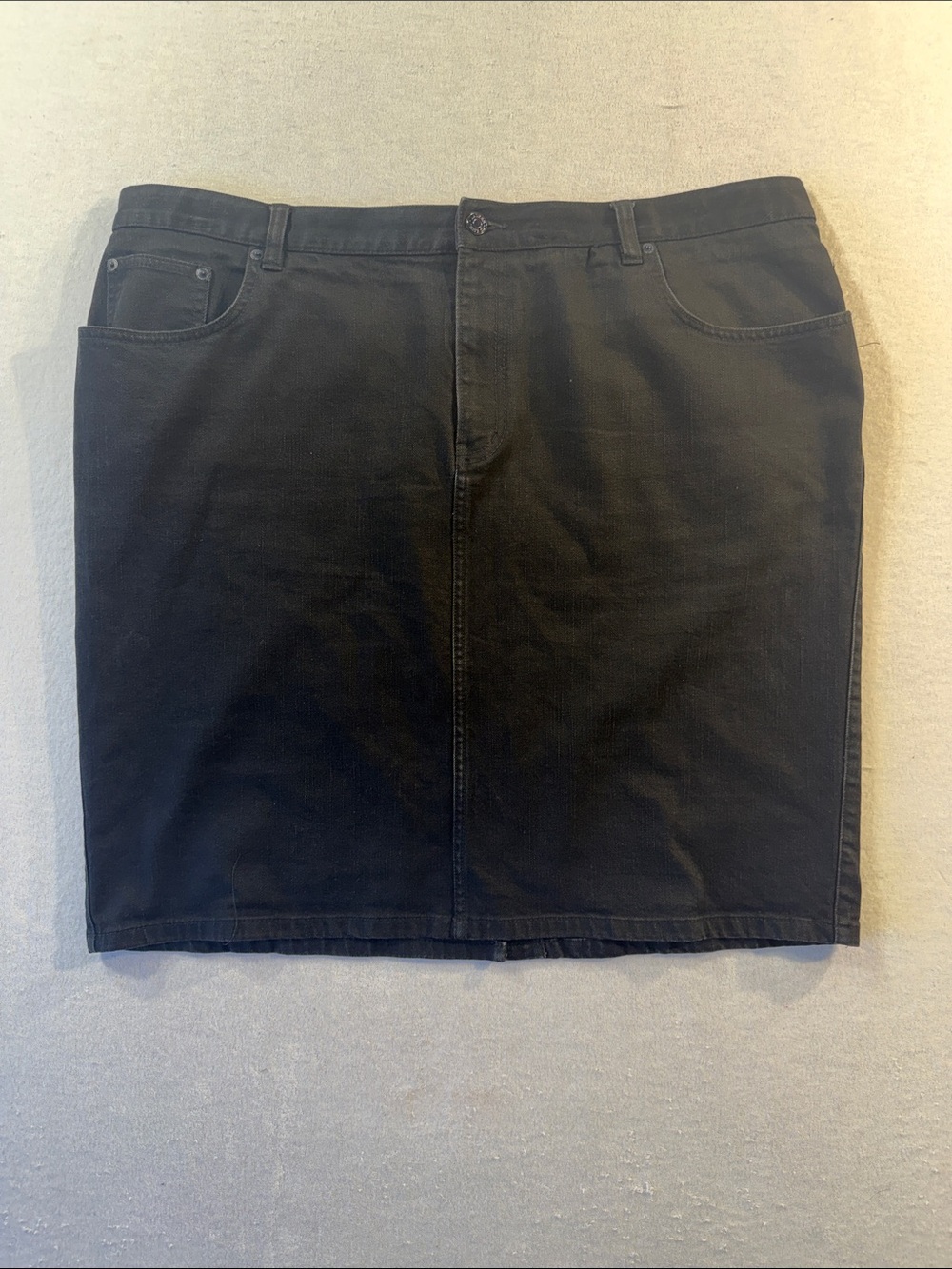 Lauren Ralph Lauren Black Denim Skirt with Back Slit